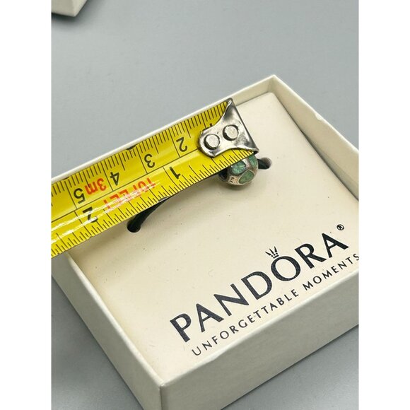 Pandora Green Enamel Hearts Sliding Bead Charm 925 Sterling Silver New Old Stock - Picture 9 of 9